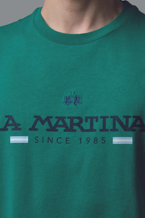 T-shirt Uomo con logo grande a contrasto Rosso LA MARTINA- Francavilla Moda